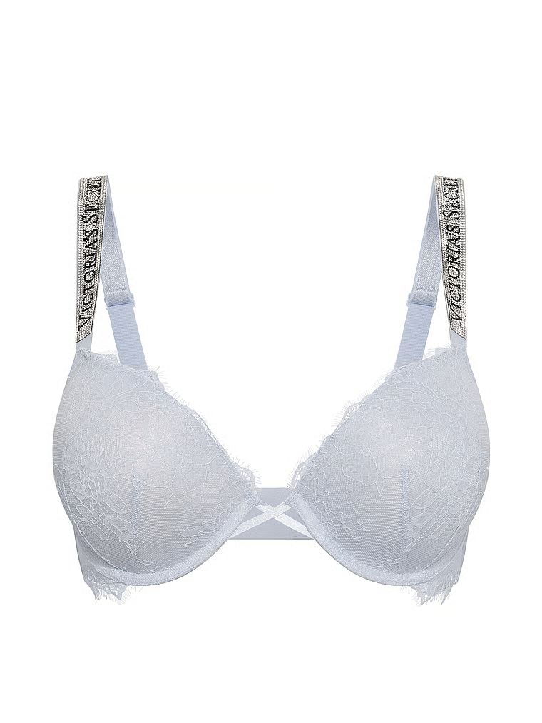 Very Sexy Biustonosz push-up koronkowy z błyszczącymi ramiączkami Shine Strap