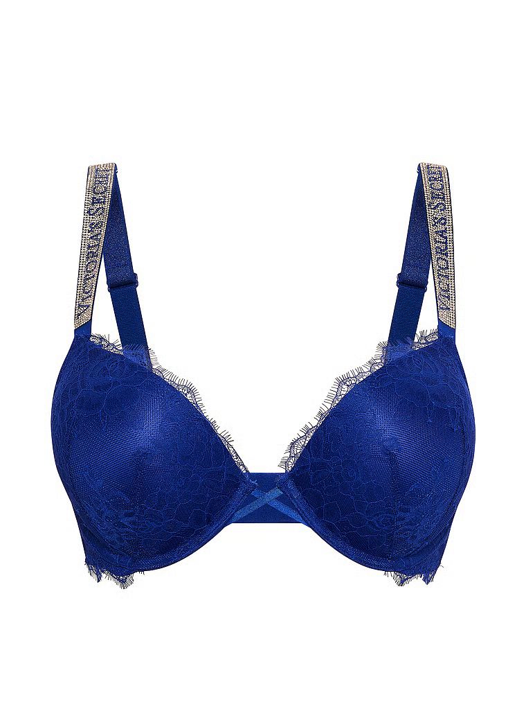 Very Sexy Biustonosz push-up koronkowy z błyszczącymi ramiączkami Shine Strap