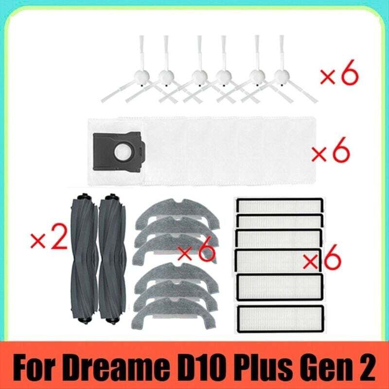 Części zamienne do D10 Plus Gen 2 RLD32GD Akcesoria: 2 szczotki gumowe, 6 bocznych filtrów HEPA, mop, worek na kurz
