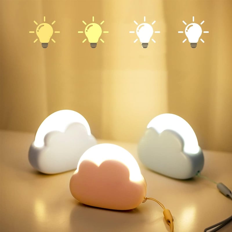 Przenośna lampka nocna LED z możliwością ładowania dla dzieci, lampka nocna USB na stolik nocny, prezent dla chłopców i dziewczynek (biały)