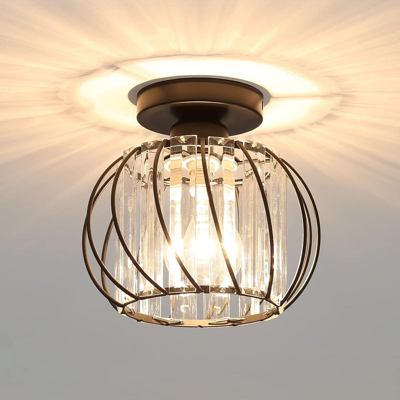 Nowoczesny sufitowy żyrandol z kryształu E27 LED Mini żyrandol do kuchni, jadalni, sypialni, korytarza, wejścia (Czarny)