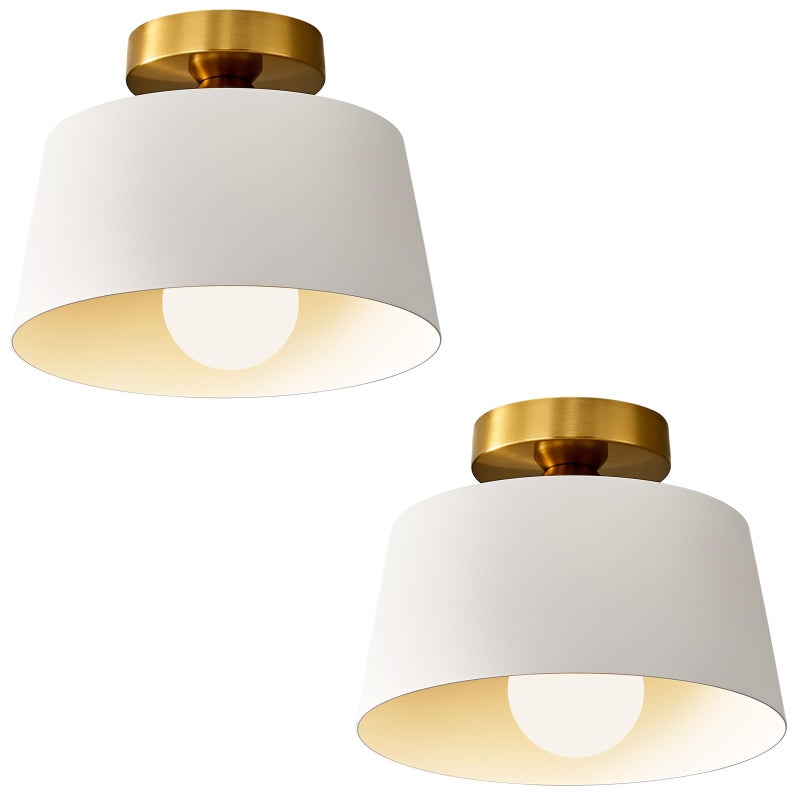 2 półwpuszczane białe lampy sufitowe, gniazdo ceramiczne E27, lampa sufitowa do korytarza (bez żarówki)