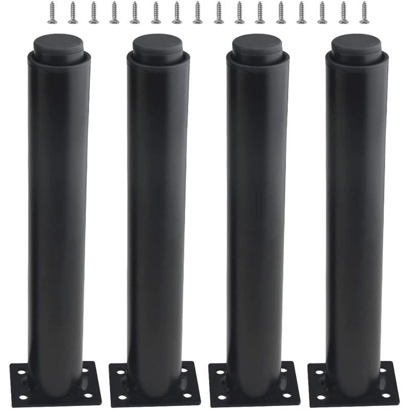 (25-42 cm, czarny) Zestaw 4 regulowanych metalowych nóżek do mebli, do stołów, łóżek, kanapés