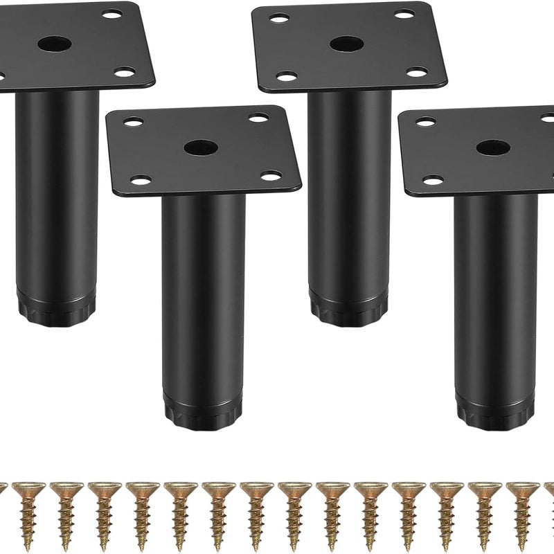 Zestaw 4 regulowanych nóżek meblowych 8 cm, metalowe nóżki do mebli/stołu/krzesła/biurka, praktyczny i wytrzymały design
