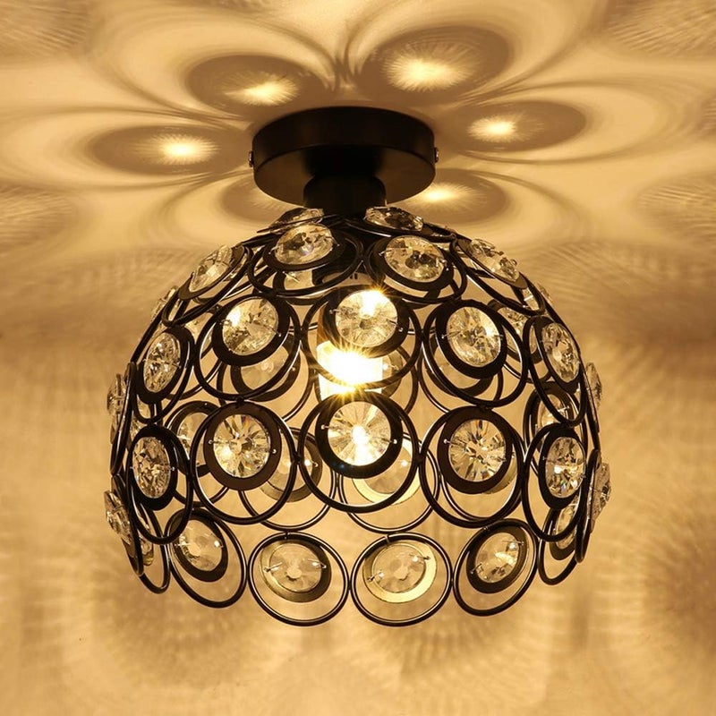 Nowoczesna przemysłowa lampa sufitowa metalowa 26 cm, lampka kryształowa DIY żyrandol do salonu, sypialni, kawiarni, baru, restauracji, jadalni