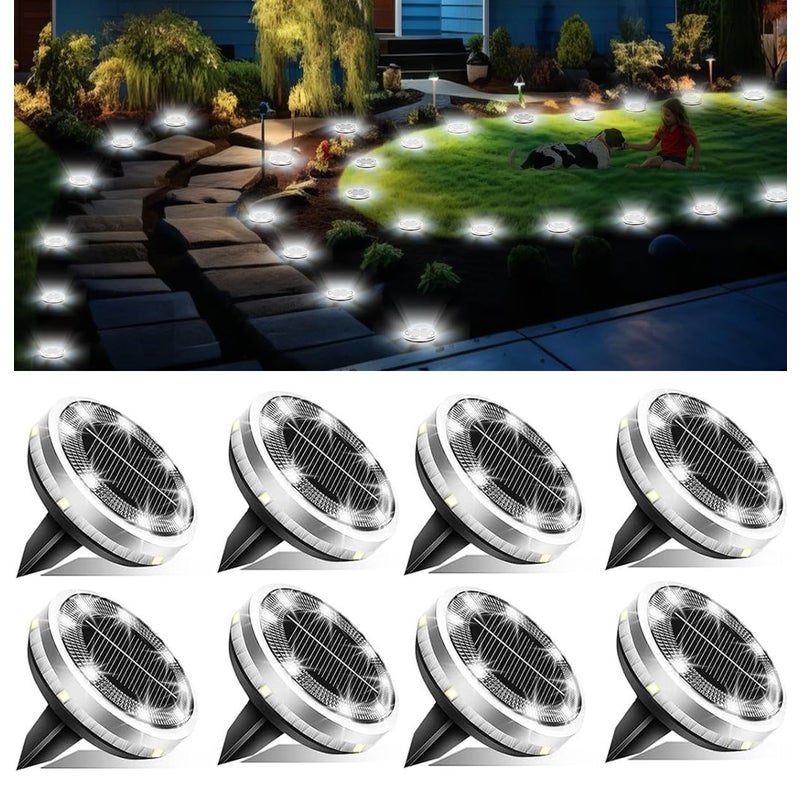 8 sztuk zewnętrznego oświetlenia solarnego, oświetlenie ogrodu LED, wodoodporne lampy solarne do gruntu, lampy solarne na ścieżkę, światło białe