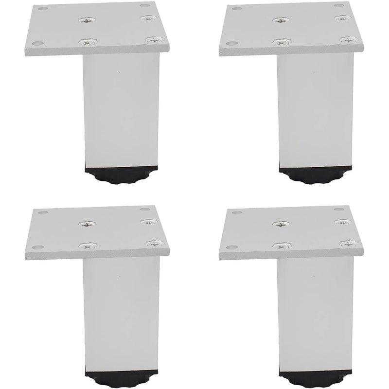 Regulowane nogi meblowe z aluminium, zestaw 4, do mebli, sof i stołów, srebrny, 6 cm (zakres regulacji 60-78 mm)