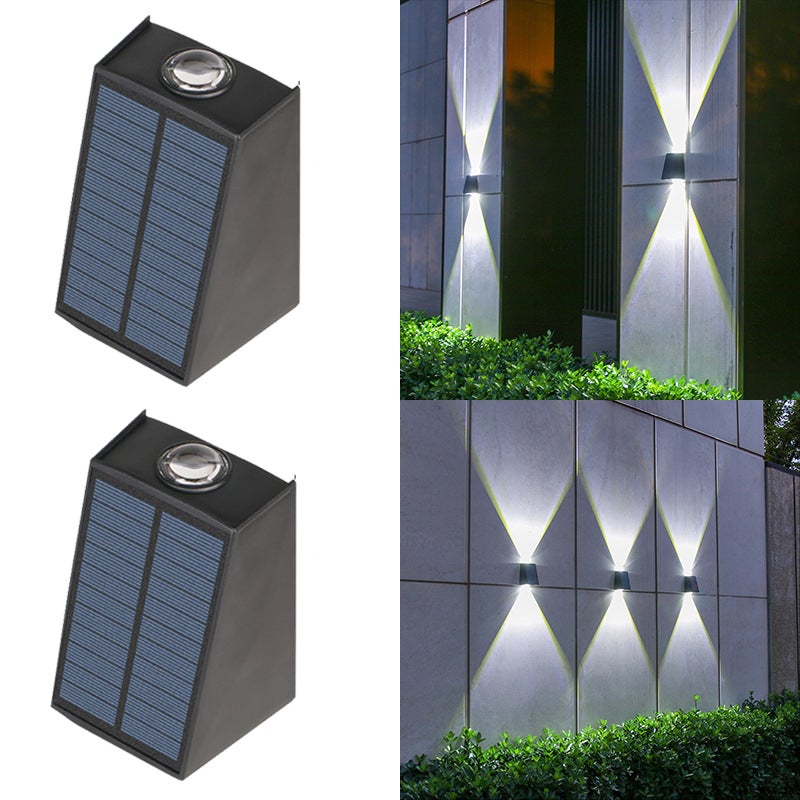 Zestaw 2 lamp solarnych - Lampa ścienna LED o regulowanej intensywności do dekoracji ogrodu, odporna na deszcz i warunki atmosferyczne, światło białe