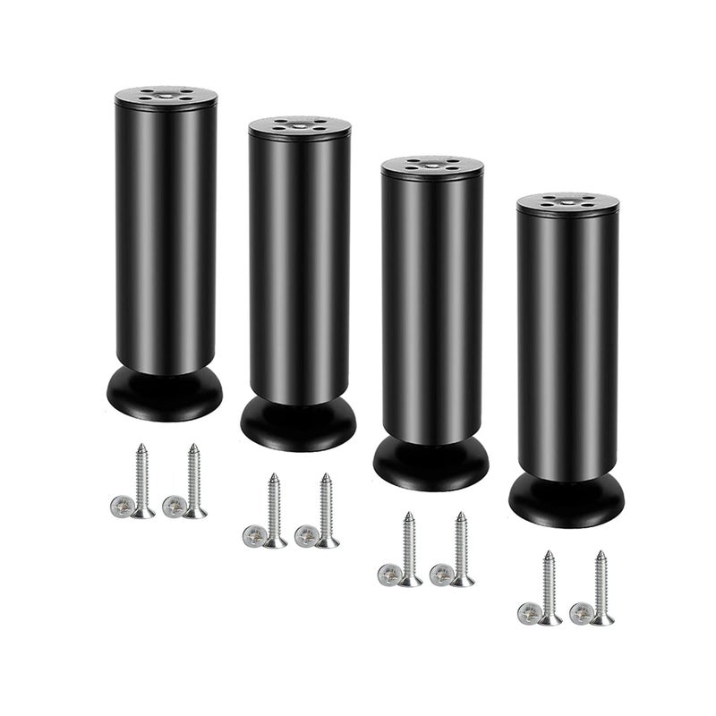 4X Nogi meblowe ze stali nierdzewnej, nogi do stołu sofy, stopy meblowe, czarne, 180 mm