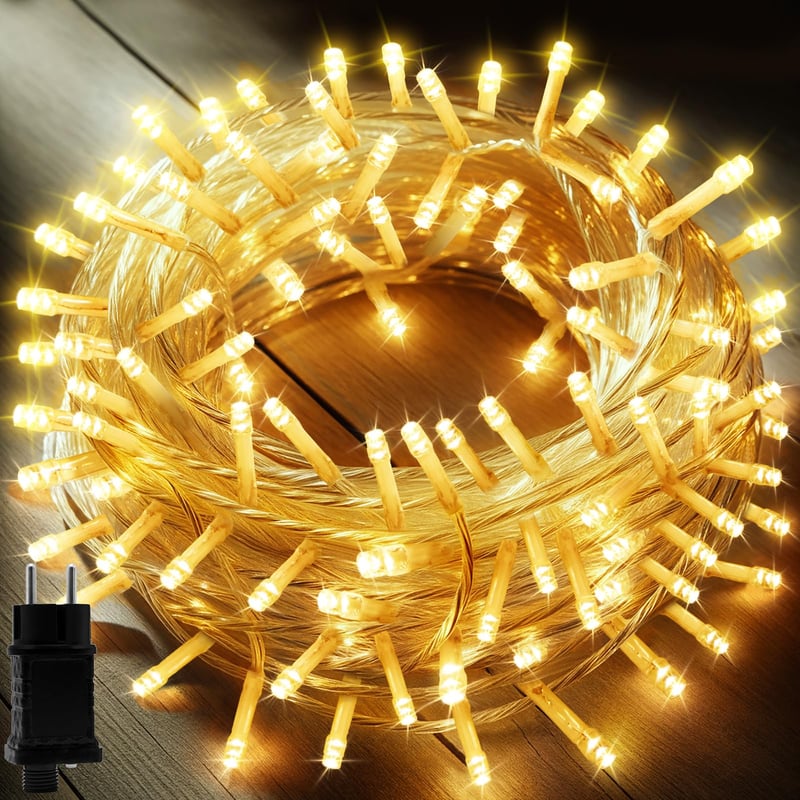 Świecący łańcuch do wnętrz i na zewnątrz 200 LED 20M, świecący łańcuch na choinkę, światło choinkowe, elektryczne oświetlenie świąteczne.