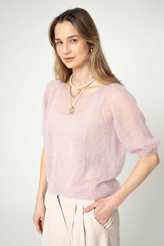 Sweter jedwab puder