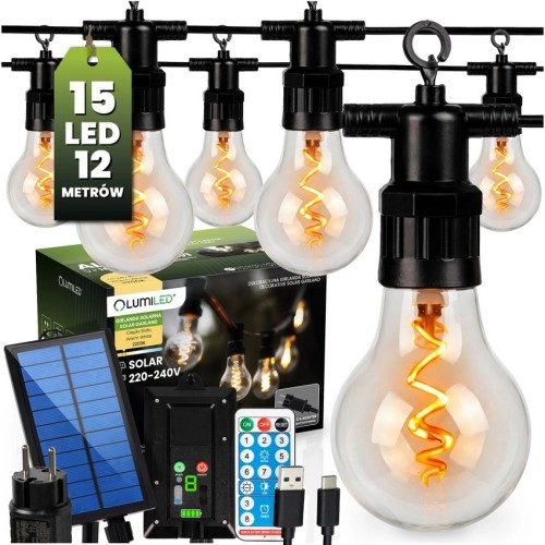LUMILED GIRLANDA SOLARNA/230V ALAVAS 2W1 15 LED SPIRAL 11.58MB PILOT