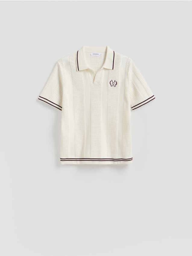 Reserved - Sweter polo - złamana biel