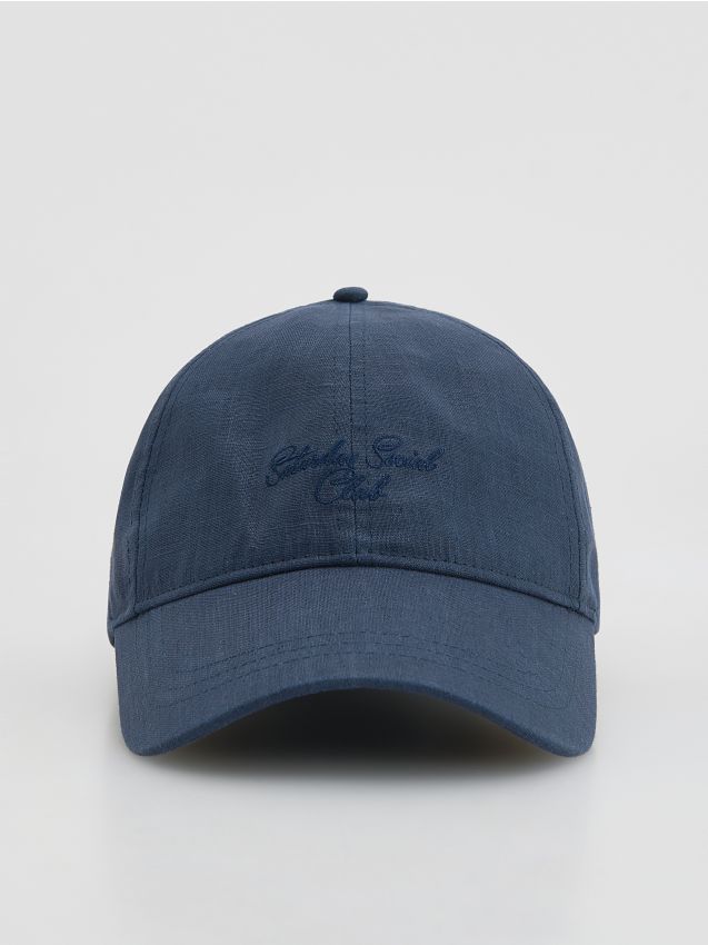 Reserved - Lniana czapka baseball - granatowy