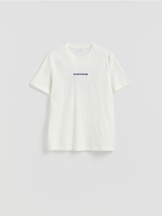 Reserved - T-shirt regular z nadrukiem na plecach - biały