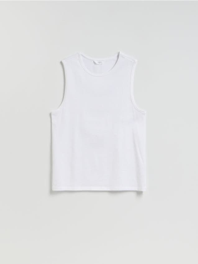 Reserved - Tank top z bawełny merceryzowanej - biały