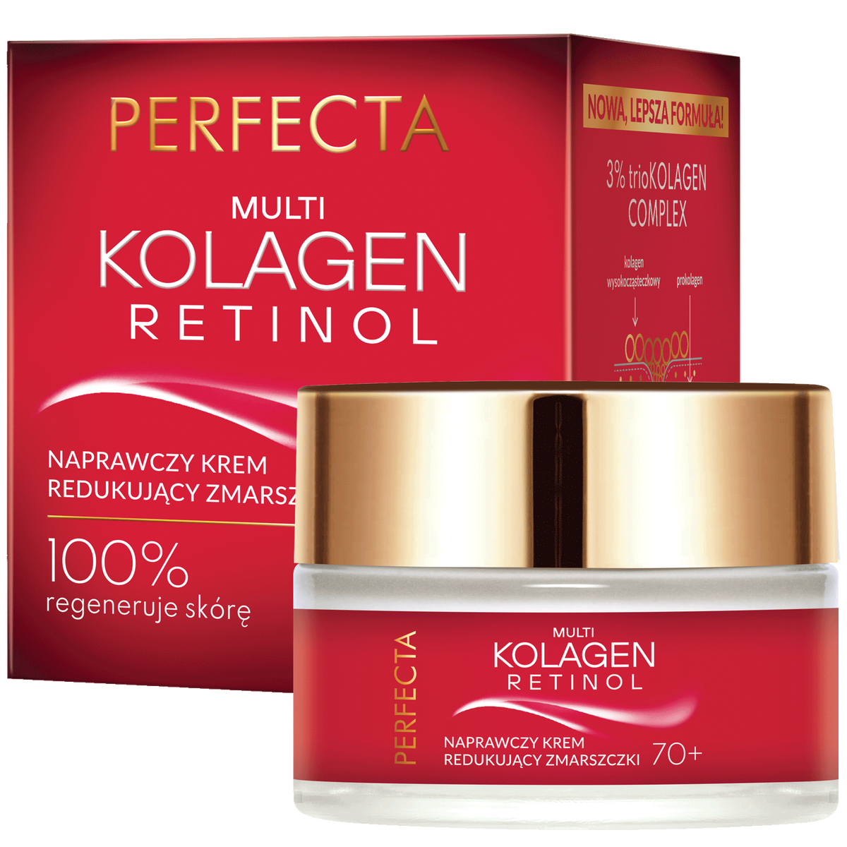 Perfecta Multi-Kolagen Retinol Naprawczy krem do twarzy redukujący zmarszczki 70+