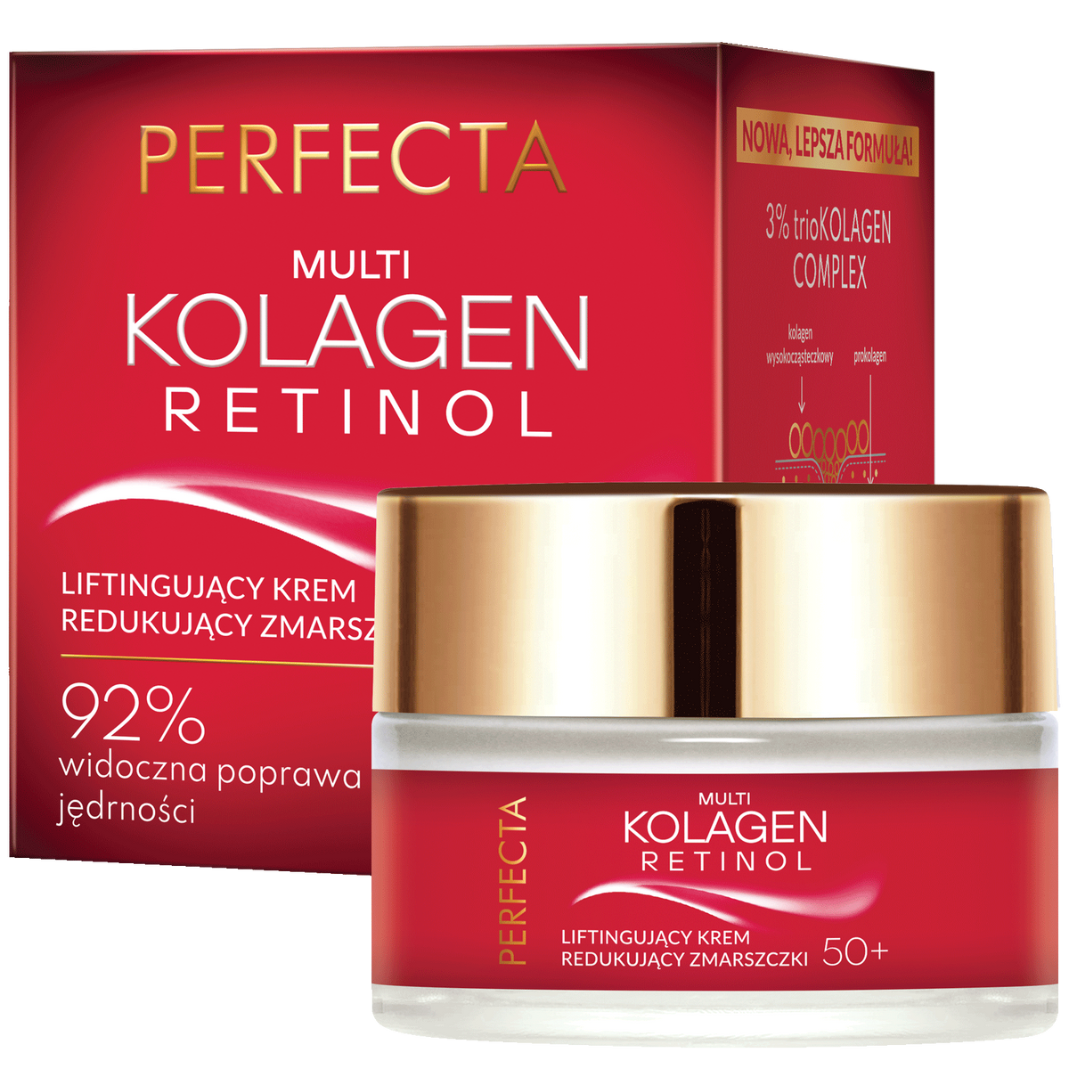 Perfecta Multi-Kolagen Retinol Liftingujący krem do twarzy redukujący zmarszczki 50+