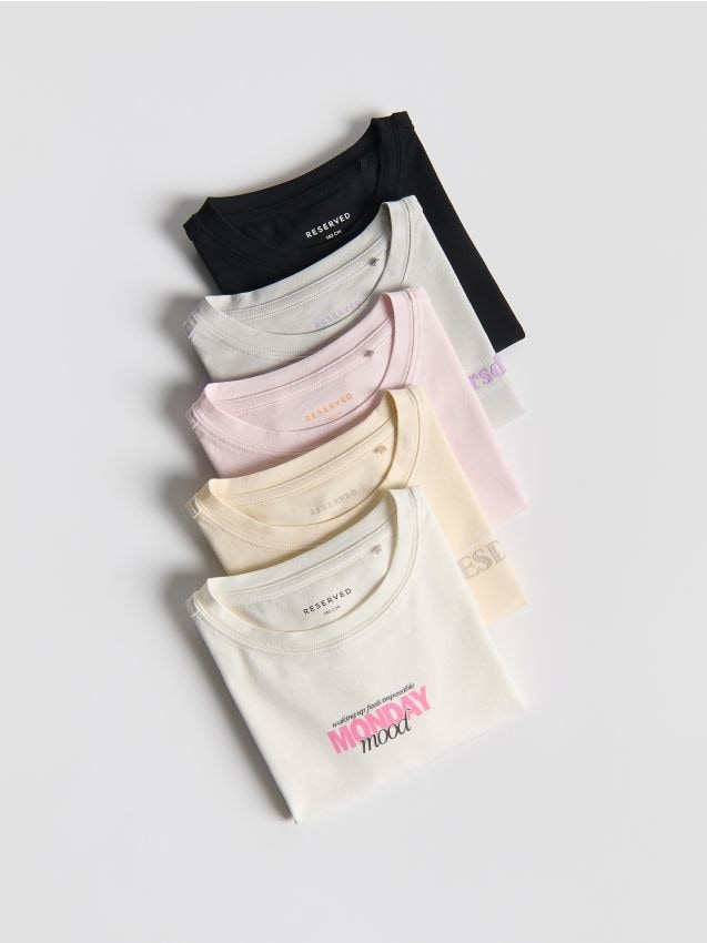 Reserved - Bawełniany t-shirt 5 pack - wielobarwny