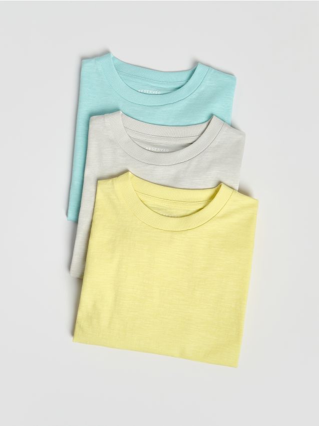 Reserved - Bawełniany t-shirt 3 pack - jasnożółty
