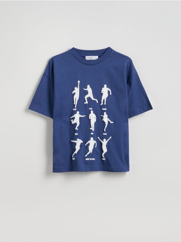 Reserved - Bawełniany t-shirt - niebieski