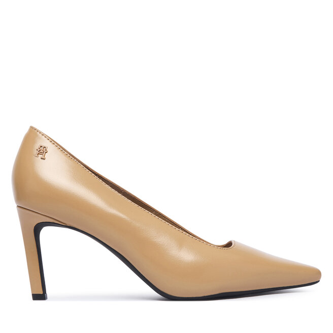 Szpilki Tommy Hilfiger Squared Toe High Heel Lth Pump FW0FW09510 Brązowy jasny