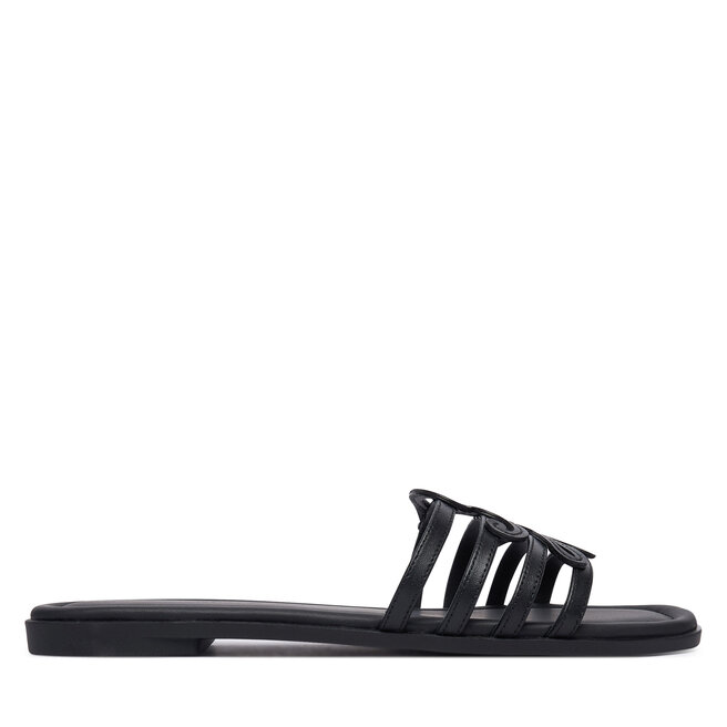 Klapki Tommy Hilfiger Th Script Flat Mule Lth FW0FW09368 Czarny