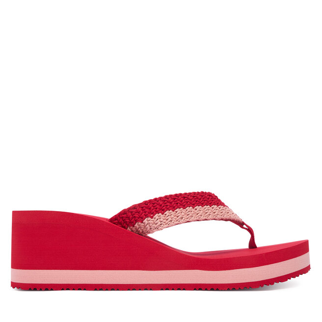 Japonki Tommy Hilfiger Th Wedge Crochet Summer Sandal FW0FW09420 Czerwony