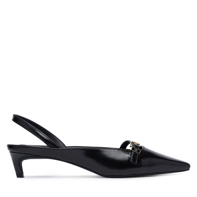 Czółenka Tommy Hilfiger Th Buckle Kitten Slingback Pump FW0FW09384 Czarny
