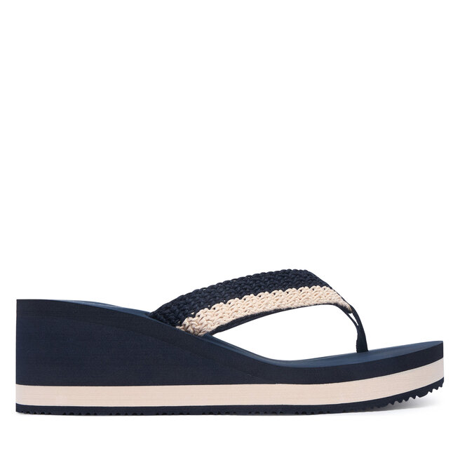 Japonki Tommy Hilfiger Th Wedge Crochet Summer Sandal FW0FW09420 Granatowy