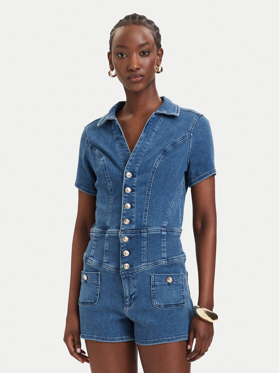 Guess Kombinezon W6GKA8 D1103 Niebieski Regular Fit