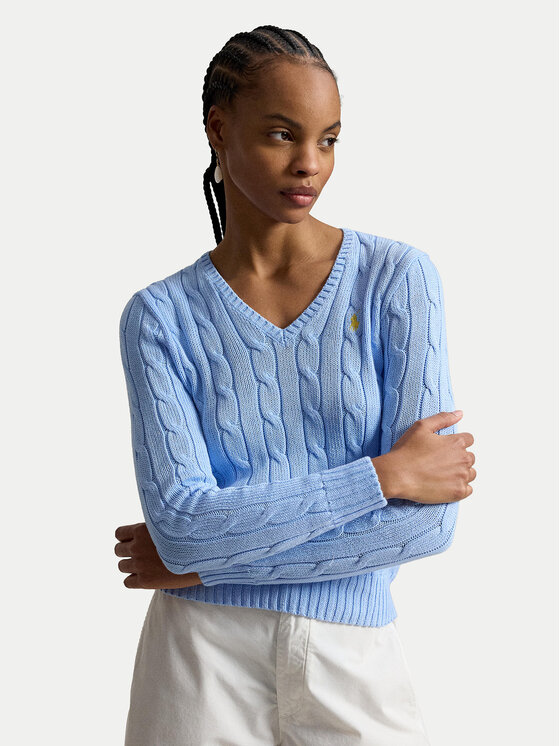 Polo Ralph Lauren Sweter 211971870514 Niebieski jasny Slim Fit