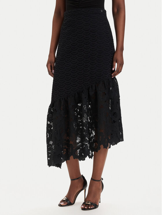 Guess Spódnica midi W6GD40 W1882 Czarny Regular Fit