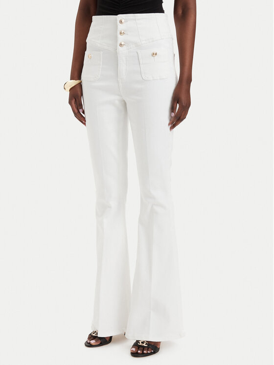 Guess Jeansy W6GA14 D0857 Kremowy Slim Fit