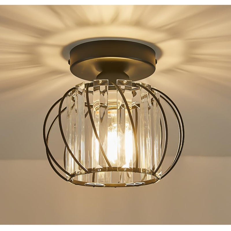 Nowoczesne sufitowe lampy kreatywne z żelaza, dekoracyjne lampy kryształowe, gwint E27, 3500 K, idealne do korytarzy i kuchni.