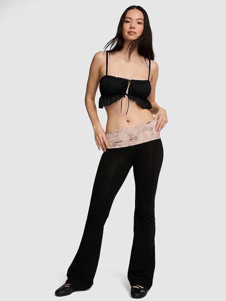 Legginsy dzwony All-Day Cotton z wywijanym pasem