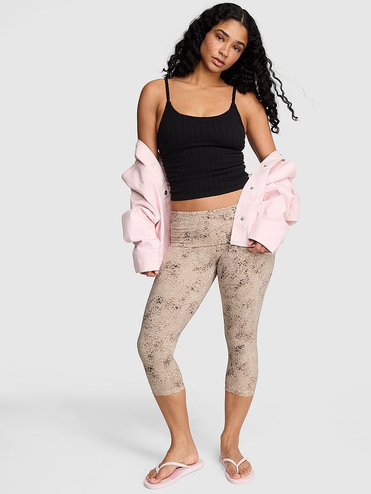 Legginsy capri All-Day Cotton z wywijanym pasem