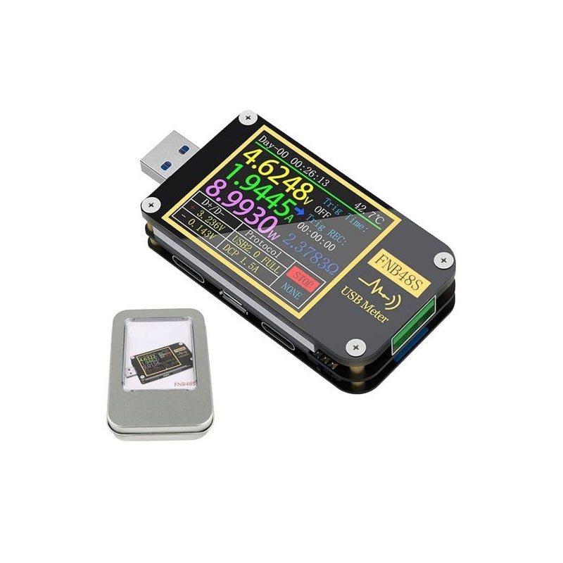 Tester napięcia USB FNB48 PD, woltomierz USB 3.0, tester napięcia i prądu stałego 4-24 V 6,5 A, multimetr USB-C, PPS, szybkie ładowanie