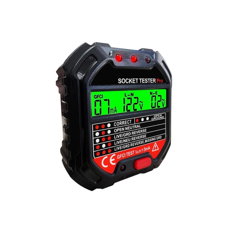 Tester gniazd z wyświetlaczem LED – wykrywacz napięcia 90–250 V, częstotliwość 45–65 Hz, diagnostyka problemów elektrycznych