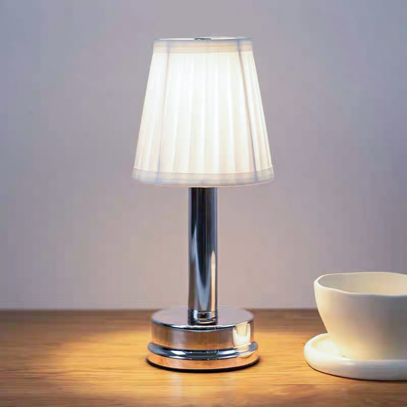 Bezprzewodowa lampa stołowa, retro lampa nocna LED, dotykowa lampa biurkowa z funkcją ładowania, przenośna lampka nocna (zimna biel)