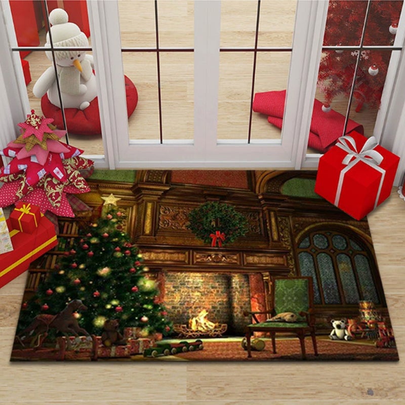 Mata Świąteczna Antypoślizgowa 60x90 cm - Dekoracja Drzwi do Wnętrza/Na Zewnątrz - Dekoracyjny Dywan na Zimę, Prezent