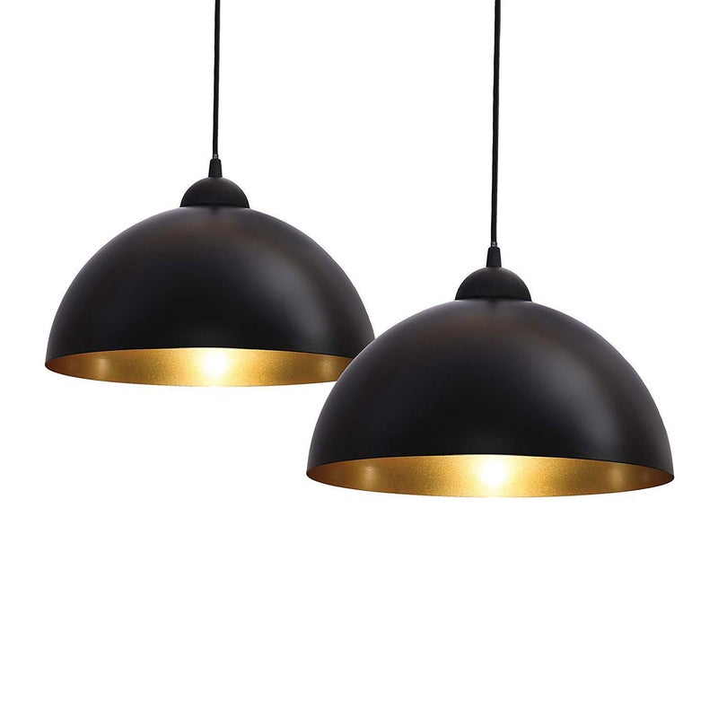 Retro zawieszenie 2 sztuki, 2 lampy w stylu industrialnym, retro plafon 2 sztuki, jadalnia, sypialnia, czarny, IP20, Ø 300mm