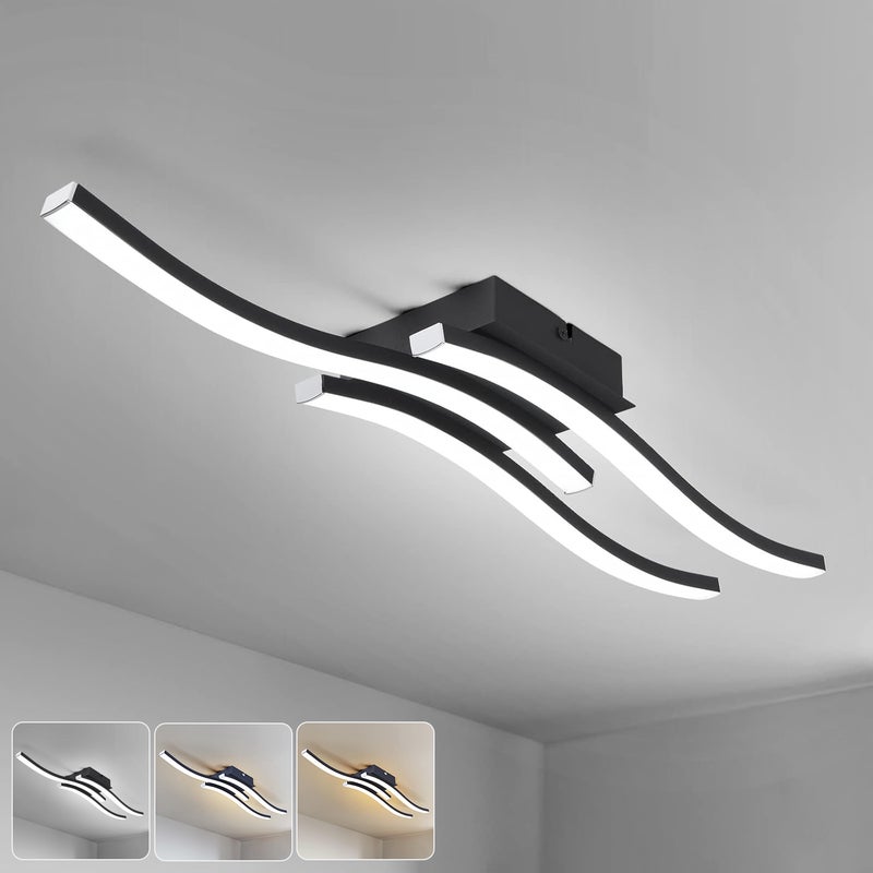 Lampa sufitowa LED, energooszczędny żyrandol LED, nowoczesna kinkiet o falistym designie, wisząca lampa, 3 temperatury barw, 52 cm