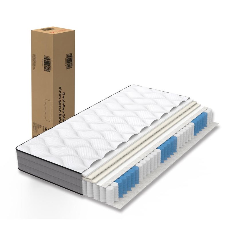 Luksusowy materac kieszeniowy, 7 stref, grubość 3 cm, wysokość 20 cm - 1000 sprężyn, pokrowiec z lyocellu, certyfikat OEKO-TEX
