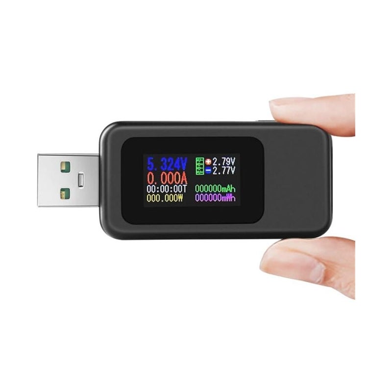 Cyfrowy tester USB z kolorowym wyświetlaczem – tester napięcia USB – tester prądu – tester mocy USB – tester pojemności akumulatora