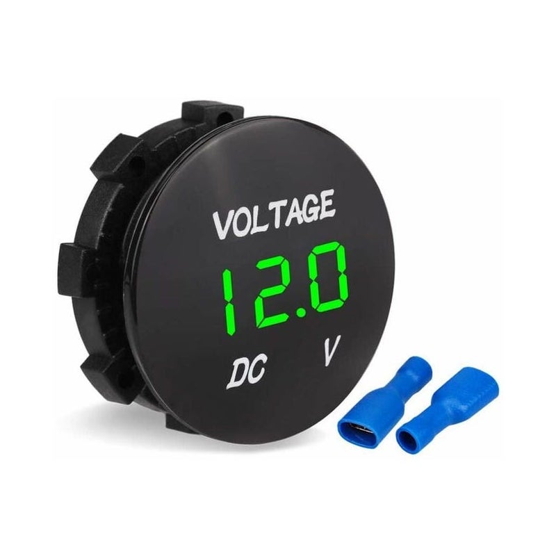 Woltomierz cyfrowy LED DC 12V-24V do samochodów osobowych, motocykli, ciężarówek i łodzi (zielone światło)