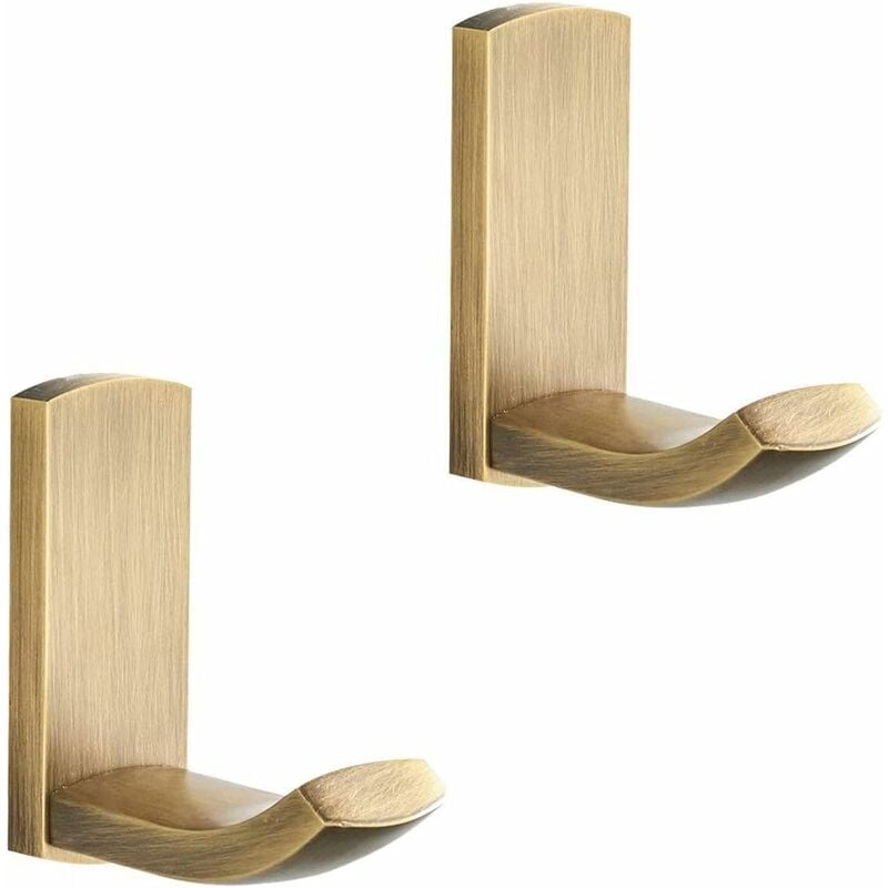 2 wieszaki, wieszak na ręczniki i wieszak na szlafrok, ścienna konstrukcja z mosiądzu, odpowiedni do łazienki w stylu retro.