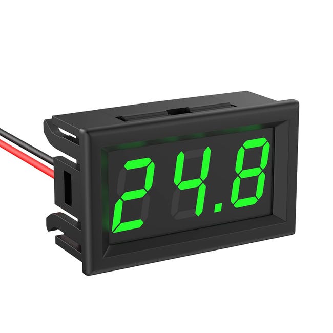 Woltomierz cyfrowy DC 5V~120V, miniaturowy, 0,56-calowy, dwuprzewodowy, z wyświetlaczem LED do pojazdów, ciężarówek i motocykli (zielony)