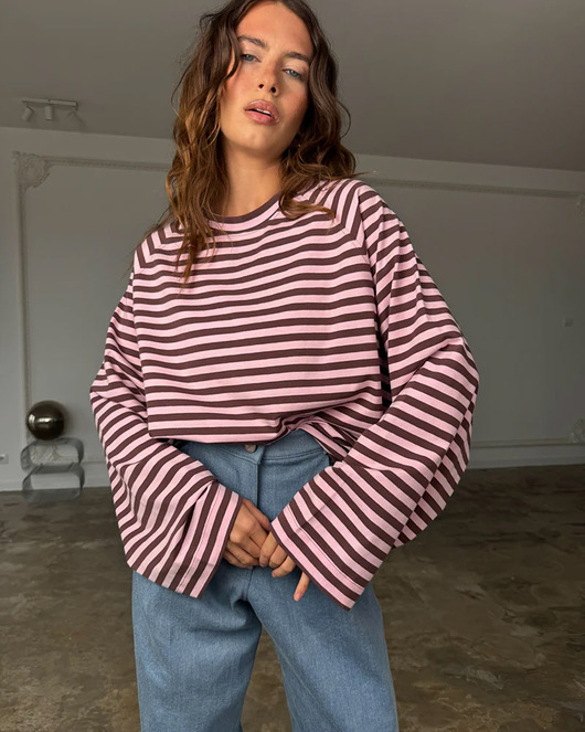 Longsleeve Chillout brown & pink