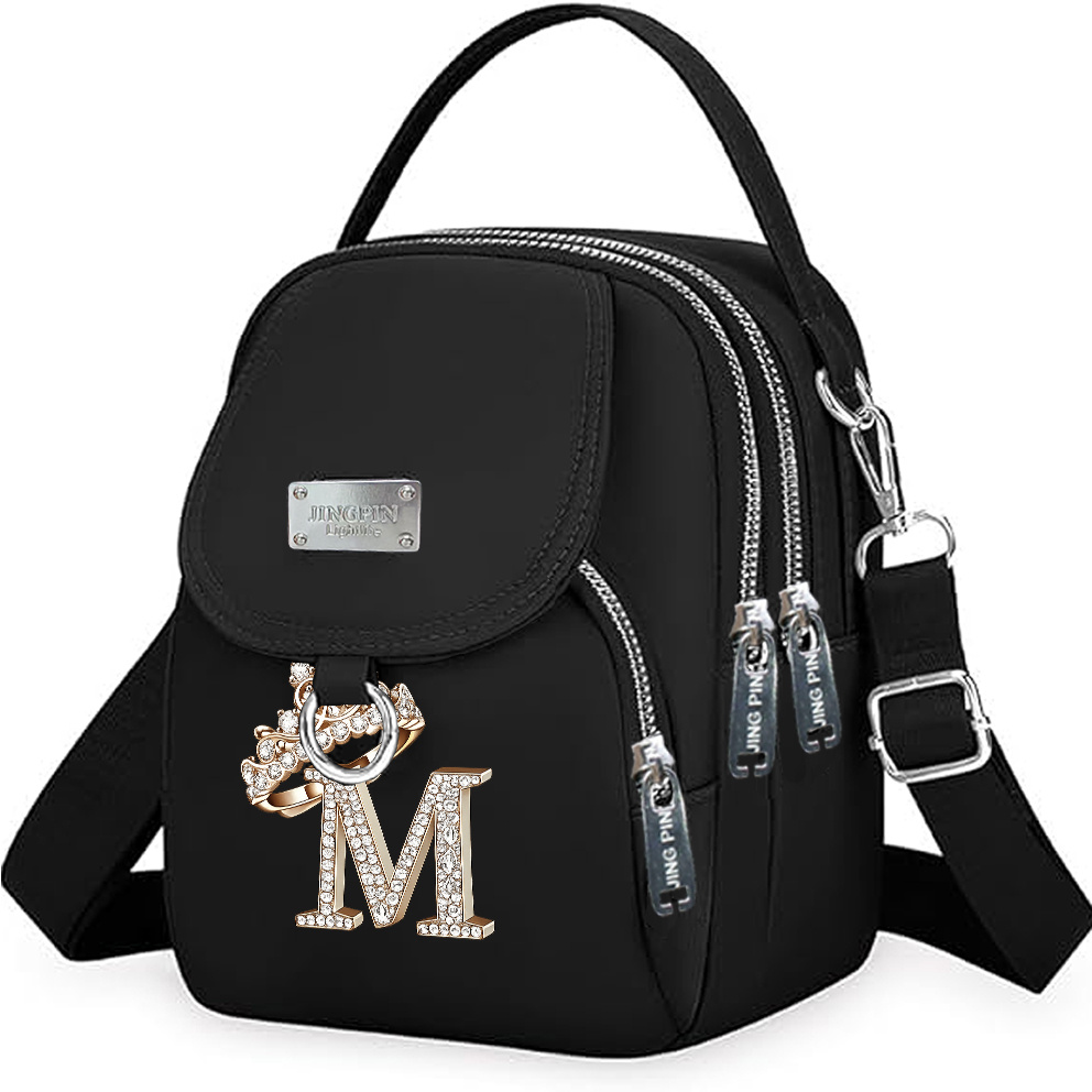 TEMU Stylowa torba crossbody dla kobiet z nadrukiem korony i liter, lekka i wytrzymała, idealna do przechowywania telefonu, z zamkiem błyskawicznym